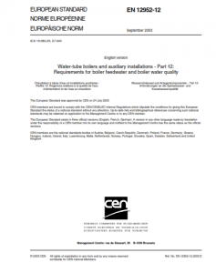 EN 12952-12 Requirements for boiler feedwater and boiler water quality